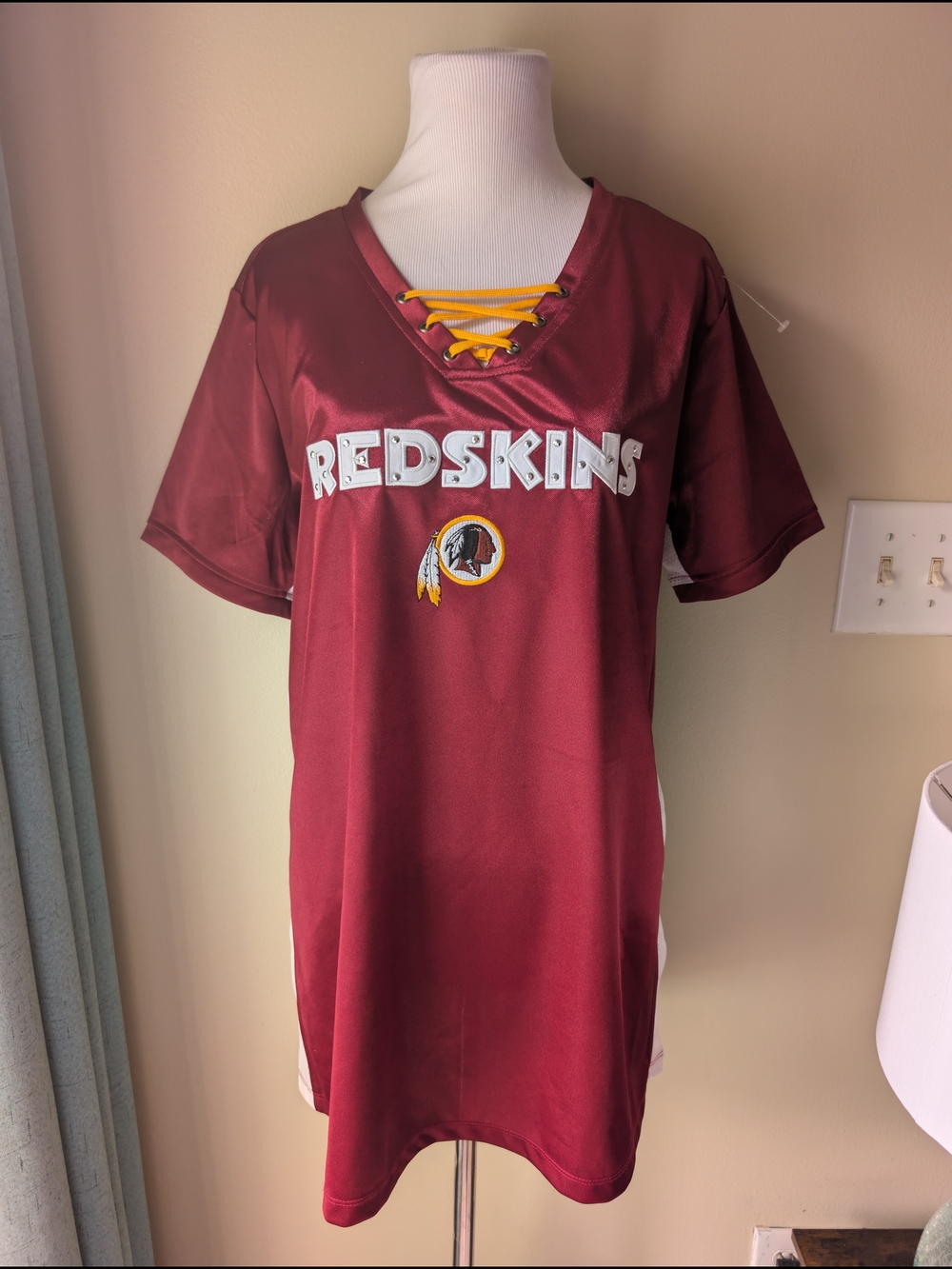 Team Apparel Burgundy and Gold Redskins Lace-Up Jersey